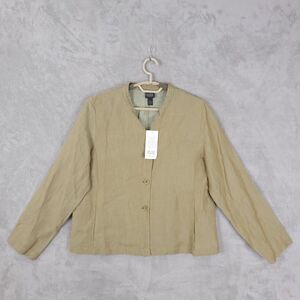 Eileen Fisher Jacket Womens Size PL Long Sleeve Button Linen Blend Pleated NEW